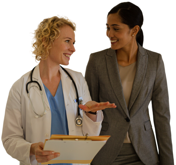 Doctor talking with a woman