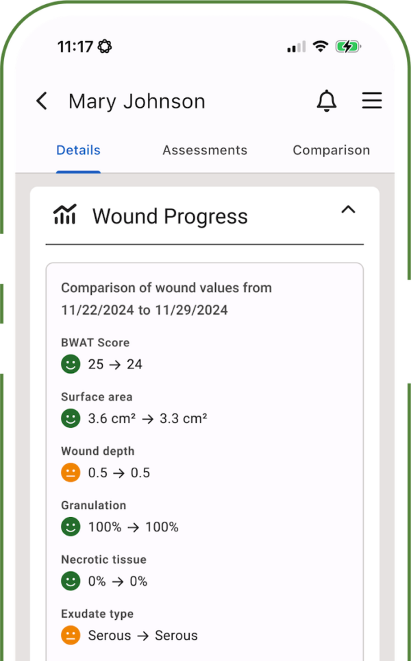 Mary Johnson wound progress results