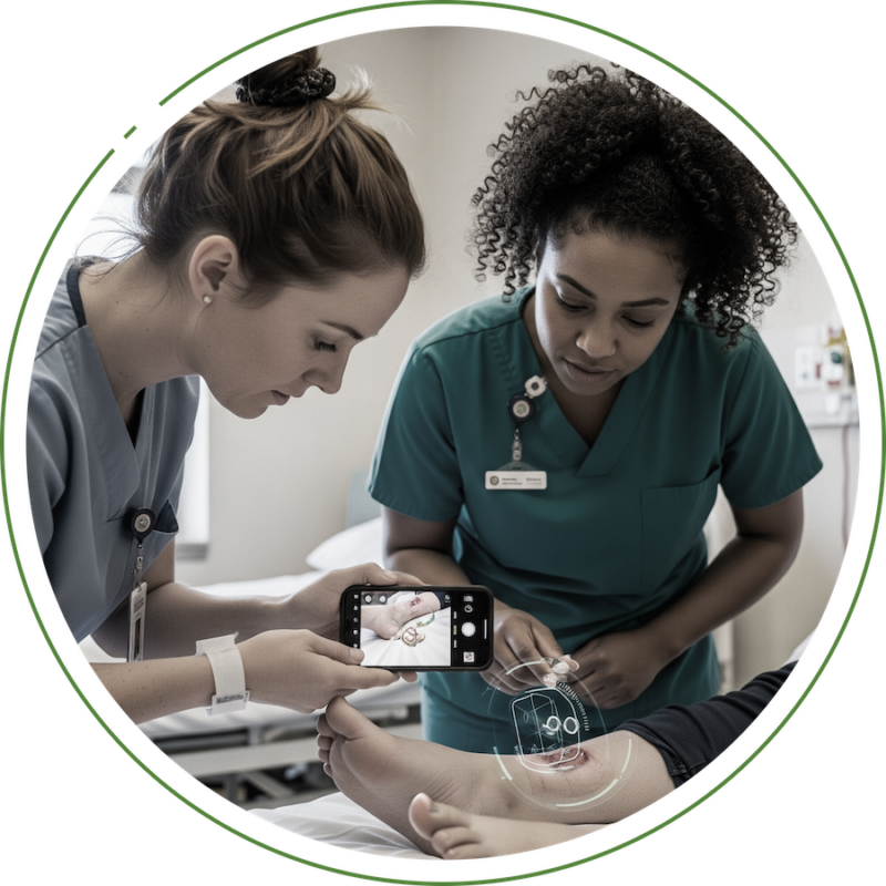 Wound care on a leg